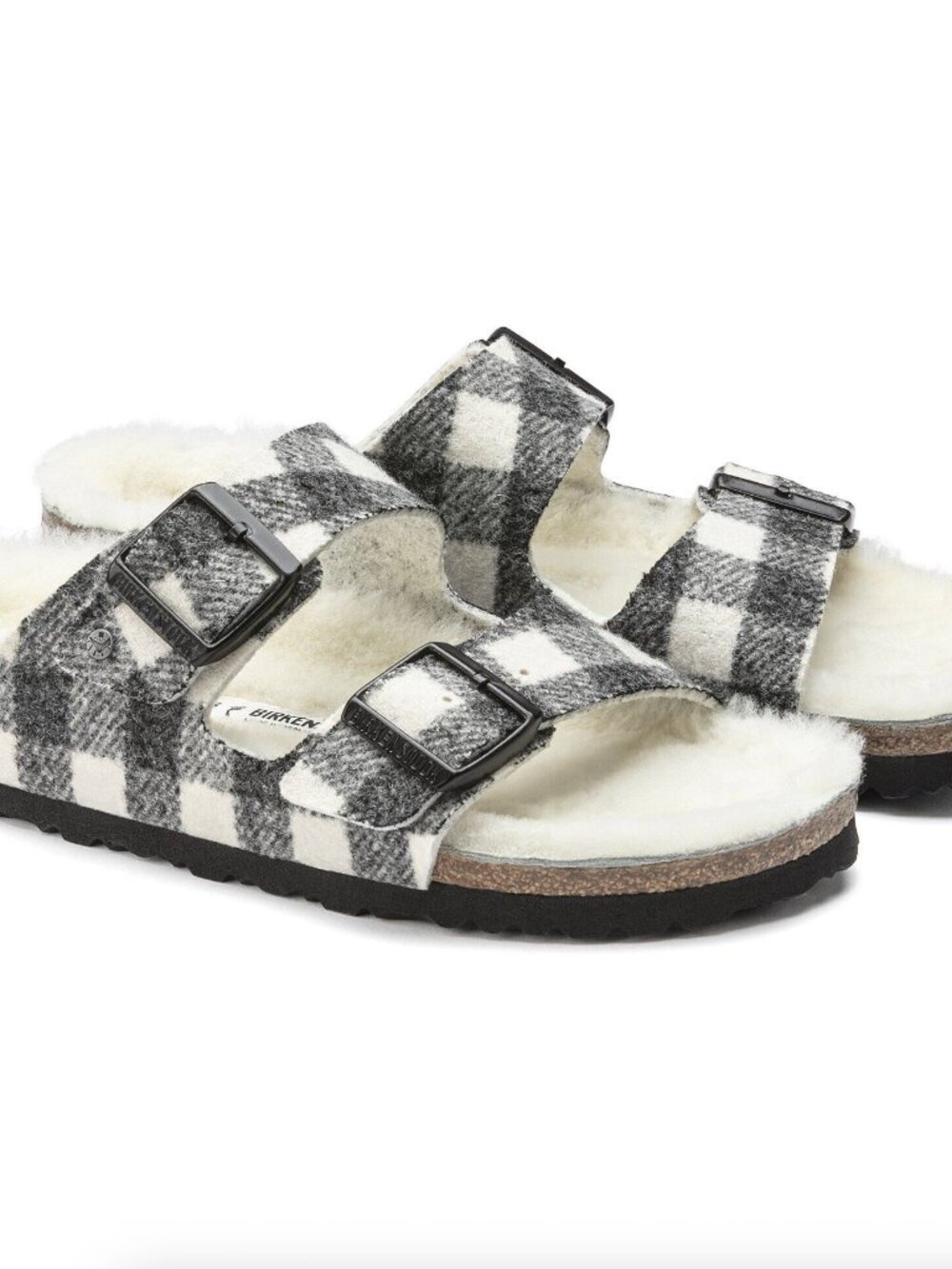 Birkenstock Arizona Shearling Wool Plaid White Size 39 Size 8.5W